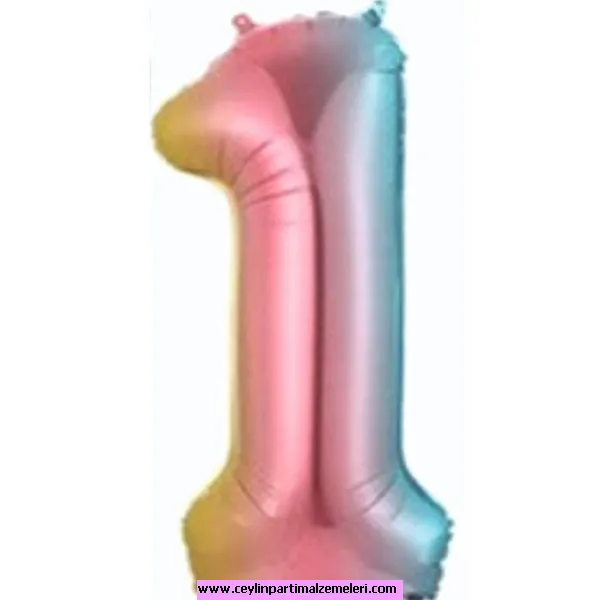 1 Rakam Renkli Folyo Balon